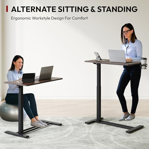 SANODESK 32'' Mobile Standing Desk with Hidden Wheels,Pneumatic Laptop Desk