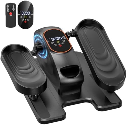 Under Desk Elliptical Machine, Pedal Exerciser for Seniors, Electric Elliptical Leg Exerciser for Seniors with 15 Adjustable, Quiet Mini Eclipse Leg Exerciser with Remote for Home Office, Black