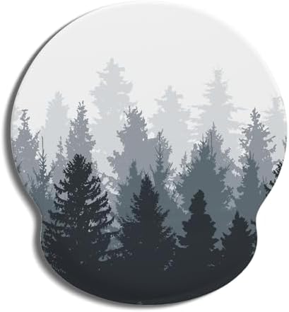 Auhoahsil Ergonomic Mouse Pad with Wrist Rest, Comfortable Silicone Non-Slip Computer Pain Relief Gel Mouse Mat with Wrist Support for Gaming, Work, Office, Women & Men, Cute Pattern, Misty Forest