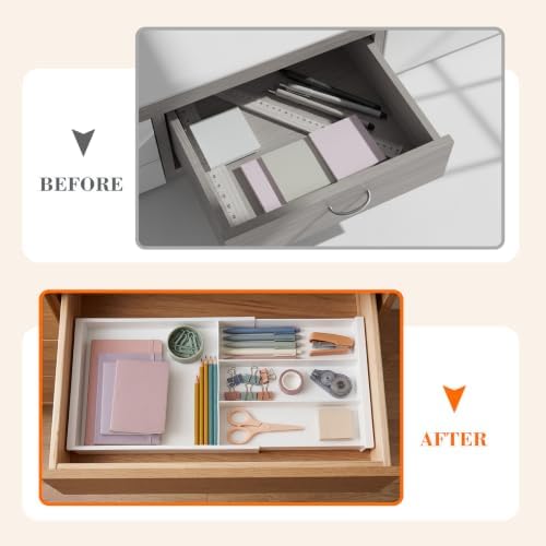 Briwooody 2 Pcs Hanging Sliding Drawer Tray with Adjustable Dividers