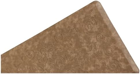J&V TEXTILES Medallion Embossed Cushioned Anti Fatigue Floor Mat, Thick Non Slip Waterproof Kitchen Rug, Heavy Duty Foam Standing Mat for Kitchen (Taupe, 20" X 39")