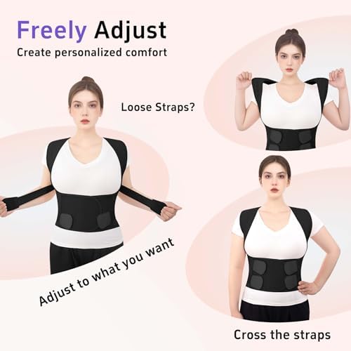 Back Brace Posture Corrector for Women and Men Upgraded Dynamic Traction Correction System Adjustable Shoulder Support Straightener Helps Reduce Upper Lower Back Pain Suitable for Hump Scoliosis Black X-Large