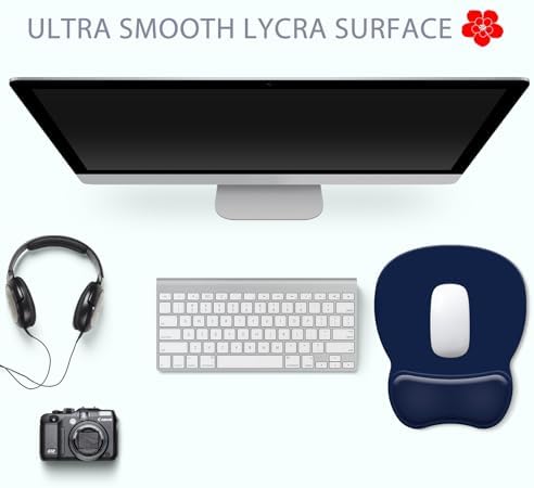 Ergonomic Mouse Pad with Wrist Rest, Gel Concave Mouse Pad with Non-Slip Base, Pain Relief Mouse Pads with Smooth Wrist Support for Office & Home (Deep Blue)