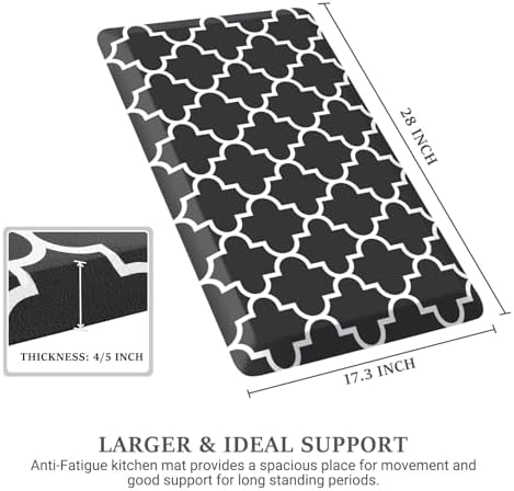 WISELIFE Anti Fatigue Mats for Kitchen Floor, 17.3" x 28", 4/5 Inch, Black