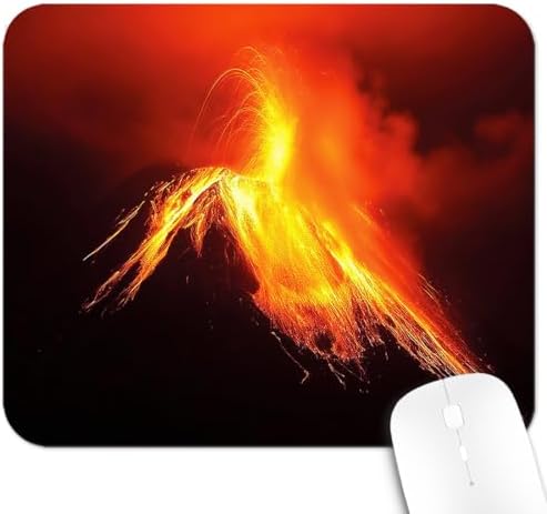 9.5x7.9 Inch Office/Gaming Mouse Pad, Tungurahua Volcano in Ecuador Exploding at Night Nature and Geology, Cute Anti-Slip Mat for Desk Decor