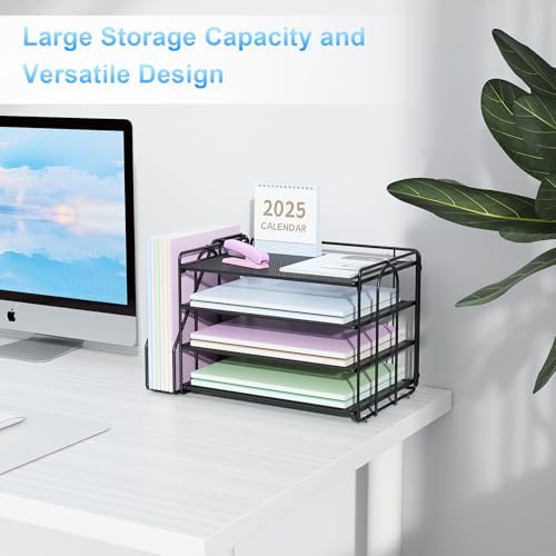 Spacrea 4-Tier Paper Organizer for Desk with File Organizer