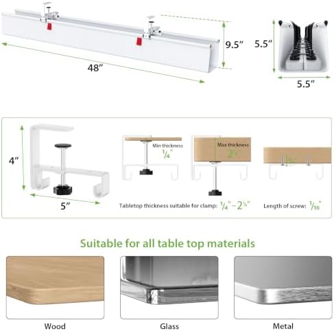 KEEGH Extra Large No Drill Under Desk Cable Management Tray 48 in, White