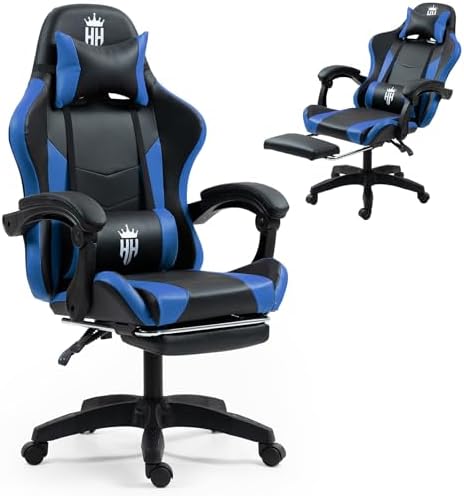 Gaming Chair with Footrest, Computer Chair with Adjustable Headrest