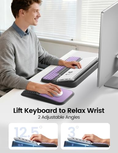 Vaydeer Keyboard Stand and Mouse Pad Set with Wrist Rest and Storage