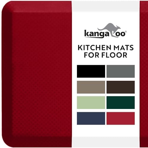 KANGAROO Cushioned Anti Fatigue Kitchen Mats for Floor, 24x70 Red