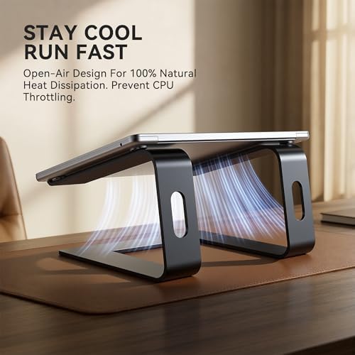 SOUNDANCE Laptop Stand, Aluminum Ergonomic Desk Riser, 10-15.6",Black