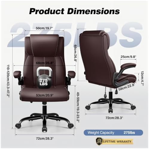 BESTFAIR Ergonomic Office Chair, Inflatable Lumbar Support High Back Coffee