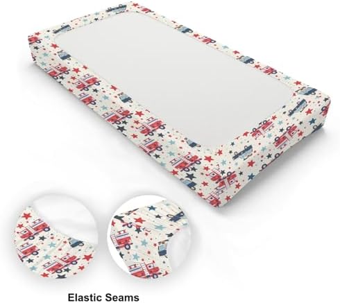 Cartoon Car Transportation Stars Pattern Baby Changing Pad Cover, Unisex Car Nursery Diaper Changing Table Pad Mat Sheet for Boys Girls-16x32