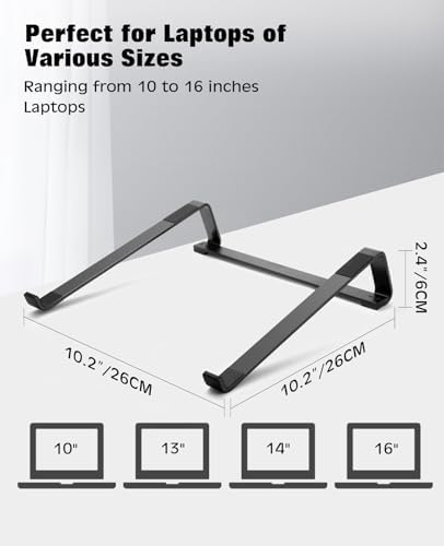 Thibault Laptop Stand for Desk - Aluminum Ergonomic Computer Stand，Laptop Riser, Cooling Laptop Holder, Compatible with MacBook Air Pro/Dell/HP/Lenovo/Alienware and 13-17 inches Laptops, Blue-Black