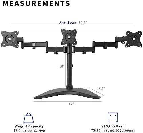 VIVO Triple Monitor Mount Fully Adjustable Desk Free Stand for 3 LCD Screens up to 24 inches STAND-V003P