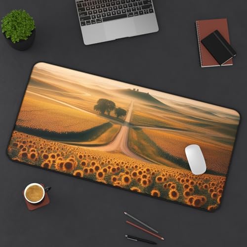 Sunflowers Stretching Across Wide Plains Desk Mat - Vibrant Colors for Your Workspace