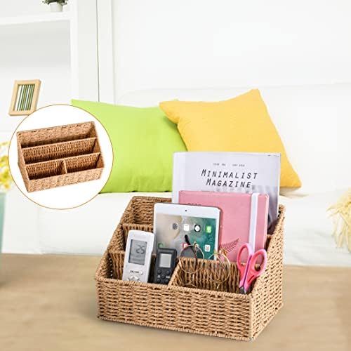 DINGTAI Woven Mail Organizer Countertop, 12 Inch Mail Organizer Basket for Bill and Pen, Farmhouse Desk organizers and storage