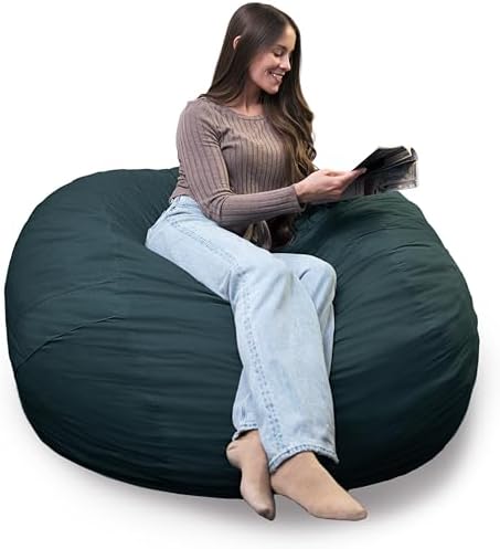 Big Joe Fuf 5Ft Oversized Foam Bean Bag Chair with Removable Cover for Kids, Teens, Adults, Deep Sea Velveteen, Durable Woven Polyester, 5 Foot Large Reading and Gaming Seat