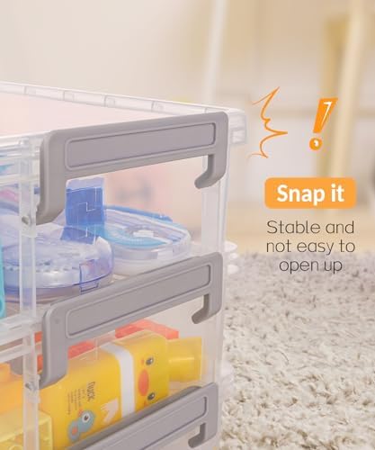 Sooez 2 Pack Large Storage Bins with Lids, Clear Plastic Storage Containers