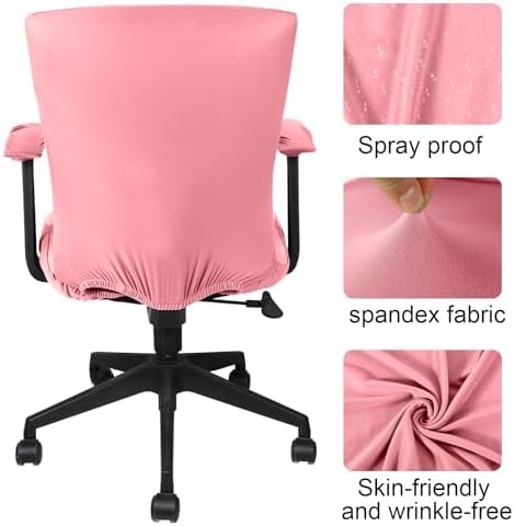 Tallew 4 Pcs Office Chair Covers Set Computer Universal Protective Stretchable Chair Seat Covers Desk Armrest Cover Slipcovers Pads Office Cushion Backrest for Rotating(Regular,Watermelon Pink)