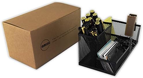 Fengtaiyuan T04, Black Metal Wire Mesh Pencil Holder, Desk Organizer (Black-T04)