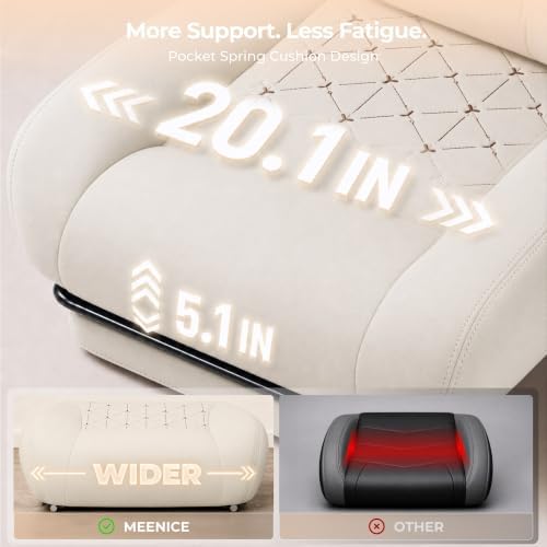 Fabric Gaming Chair with Heated Massage Lumbar Support, Pocket Spring Seat, Reclining Computer Chair with Footrest, Breathable High Back Gamer Chair, 350 lbs