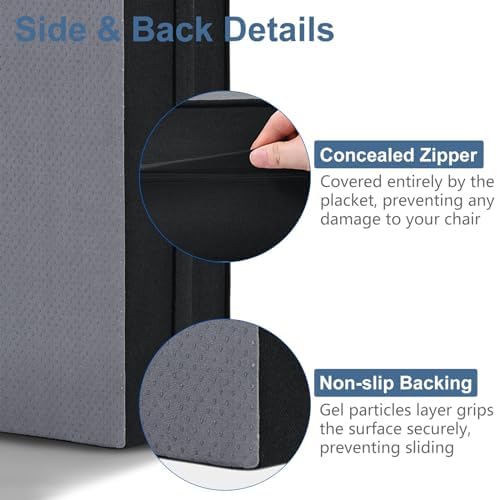 Shinnwa Gel Memory Foam Recliner Cushion for Elderly, Dual-Layer Foam Chair Pad, Extra Large Seat Cushion for Couch, Armchair, Wicker Chairs, Floor, 20 × 20 × 5in, Black