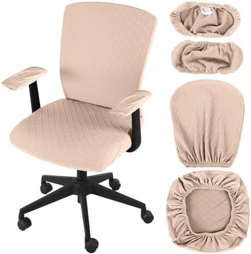Tallew 4 Pcs Office Chair Covers Stretch Seat Armrest, Camel