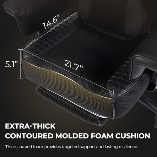 Dowinx Big and Tall Office Chair 400 Lbs with Rotating Massage Lumbar Support, Thick Seat Cushion and Adjustable Armrest,Computer Gaming Chair with Footrest,Mesh Black