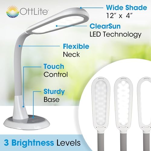 OttLite Wide Area Dimmable LED Table Lamp, White