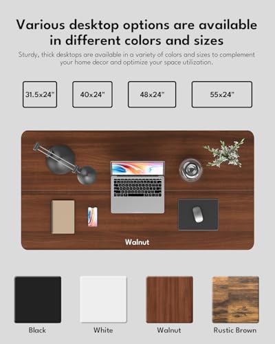 Electric Standing Desk, Gaming Desk, 40 x 24 Inch, Walnut