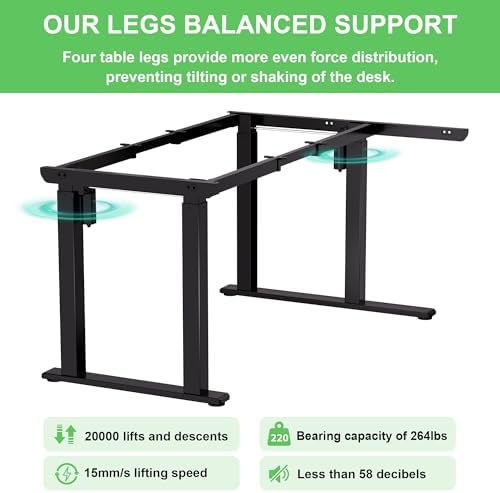 X-Win 63 Inches L-Shaped Electric Standing Desk, Dual Motor Height Adjustable Stand Up Corner Desk, Sit to Stand Workstation, Carbon Fiber Top