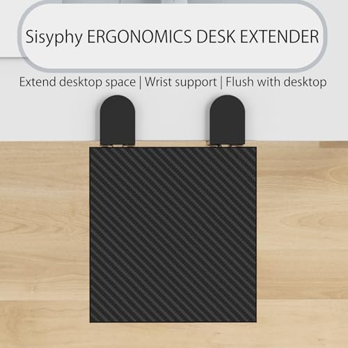 Sisyphy Ergonomics Desk Extender Tray, 9.5x9.1" Punch-Free Clamp on, Foldable Keyboard Drawer Tray, Table Mount Arm Wrist Rest Shelf, Computer Elbow Arm Support