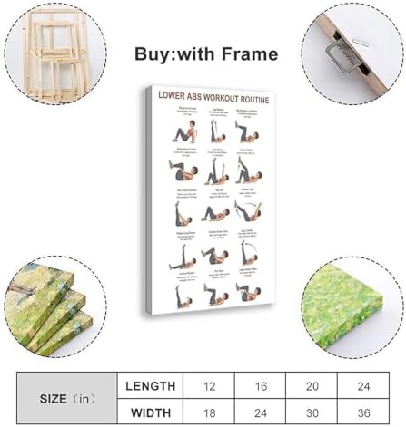 Lower Belly Abs Workout Lower Ab Exercises Core Floor Workout Chart Home Ab Core Home Gym Exercises Canvas Poster Wall Art for Living Room Bedroom Decor Frame 12x18inch
