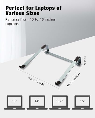 Thibault Laptop Stand for Desk - Aluminum Ergonomic Computer Stand，Laptop Riser, Cooling Laptop Holder, Compatible with MacBook Air Pro/Dell/HP/Lenovo/Alienware and 13-17 inches Laptops, Blue Grey