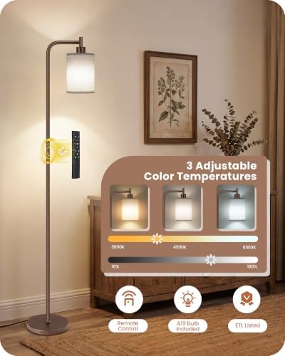 Dimmable Floor Lamp for Living Room with Remote & 10W Bulb