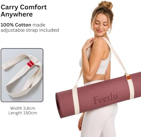 Extra Thick 12mm Exercise Mat, 74" x 26", Non-Slip with a Yoga Strap
