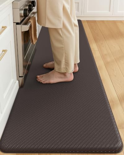 Color&Geometry Antifatigue Kitchen Mat for Floor 20x71-3/4 in Thick, Brown