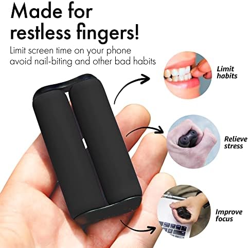 ONO Roller - Handheld Fidget Toy for Adults | Help Relieve Stress, Anxiety, Tension | Promotes Focus, Clarity | Compact, Portable Design (Black, Junior Size - ABS Plastic) (Pack of 3)