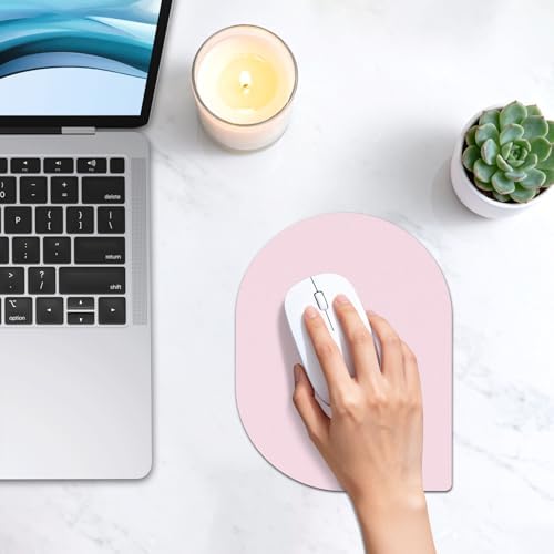 Contoured Oval Mouse Pad 6x8in Non-Slip for Laptop,Pink