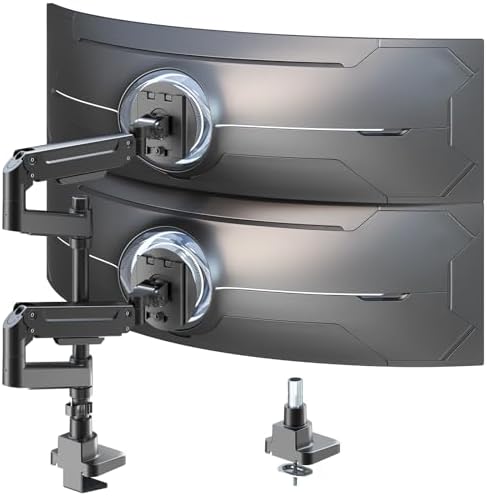 Heavy Duty Dual Monitor Arm for 17-49" Screens, Vertical Stack, 44lbs