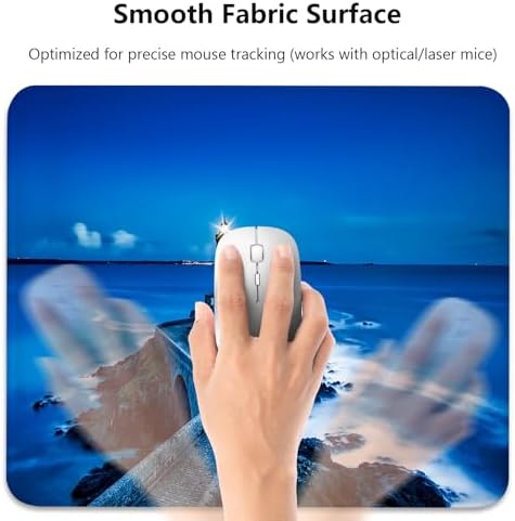 Coastal Lighthouse Blue Ocean Scenery Mouse Pad, Cute Durable Desk Mat