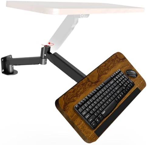 Wall Mounted Keyboard Tray, 26 Inch Sit-Stand Keyboard and Mouse Tray, Height Adjustable Typing Platform for Office, Medical, Industrial Operation and Sim Racing