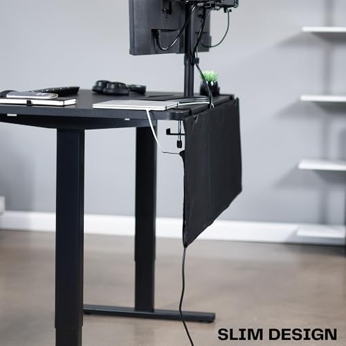 VIVO Black Clamp-on 48 inch Desk Cable Management Sleeve, DESK-SKIRT-48P
