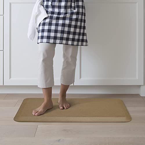NewLife by GelPro Anti-Fatigue Designer Comfort Kitchen Floor Mat, 20x32”, Grasscloth Khaki Stain Resistant Surface with 3/4” Thick Ergo-Foam Core for Health and Wellness