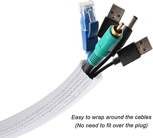 Cable Management Sleeve, Split Design, 25FT - 3/4 Inch, White