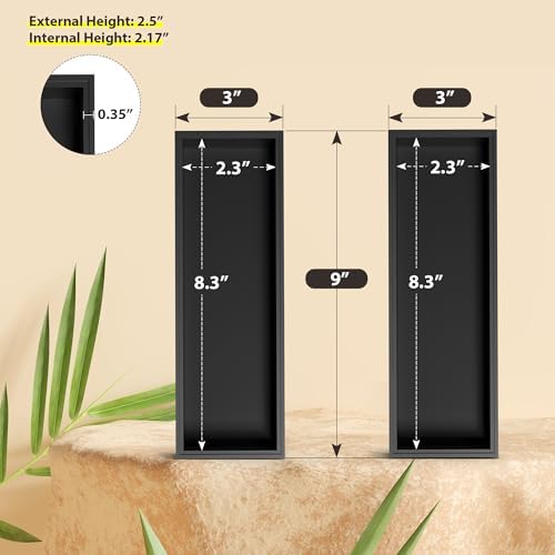 Bamboo Kitchen Drawer Organizer, 2-Pack, 9" x 3" x 2.5", Black
