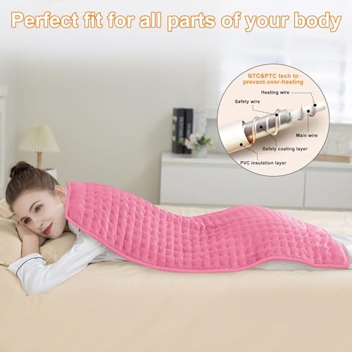 Heating Pad,Electric Heating Pads,Heating Pad for Back,Pink,40x20 Inch