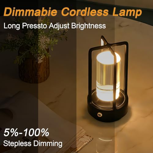 Cordless Table Lamp Rechargeable, Battery Operated Crystal Lamp