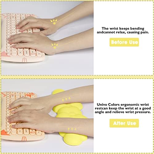 Gaming Keyboard Wrist Rest Pad,Memory Foam Keyboard Palm Rest, Ergonomic Hand Rest,Wrist Rest for Computer Keyboard,Laptop,Mac,Lightweight for Easy Typing Pain Relief (Yellow)